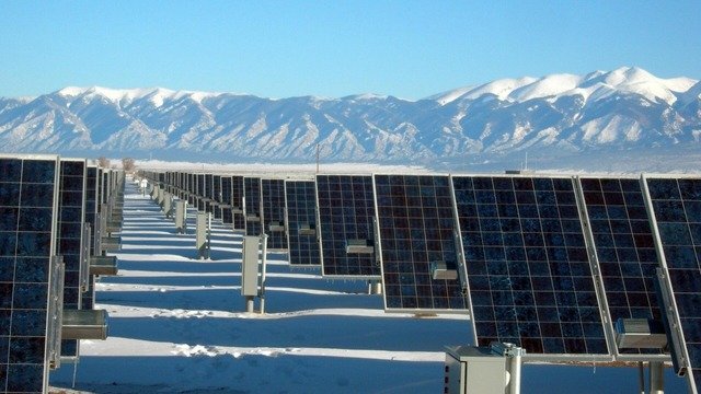 Solar Power Plant In Winter